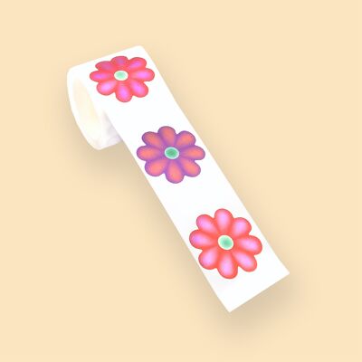 STICKERS ON A ROLL - Lucky flower - PET Material