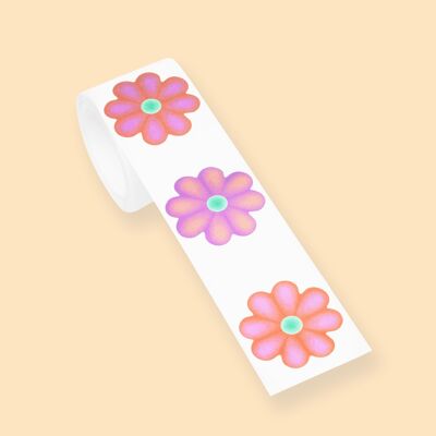 STICKERS ON A ROLL - Lucky flower - PET Material