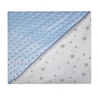 Reversible and ultra soft baby blanket, Blue, Made in France, STELLA
