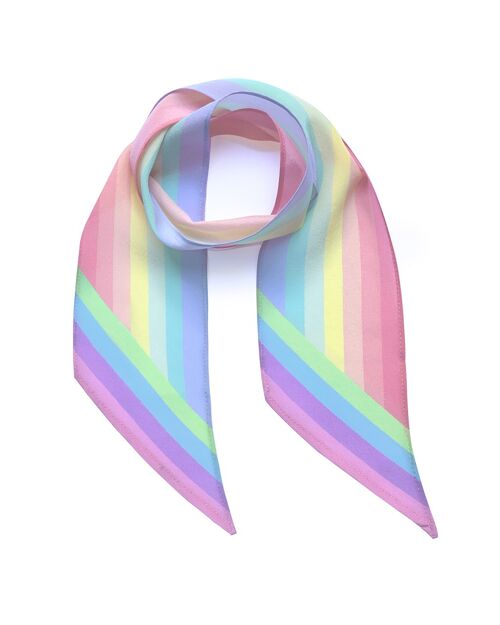 Henley Silk Stripe Neck Scarf Rainbow Pastel