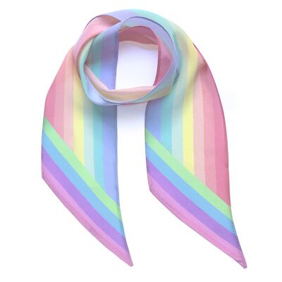 Bufanda Henley de seda con rayas en el cuello Rainbow Pastel