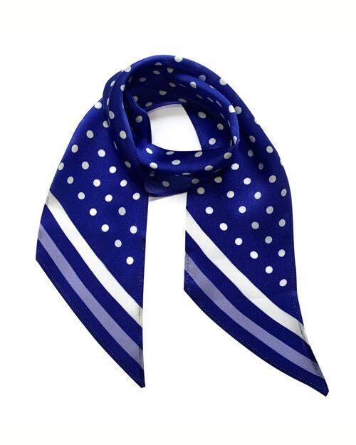 Polka Dot Silk Neck Scarf Electric Blue