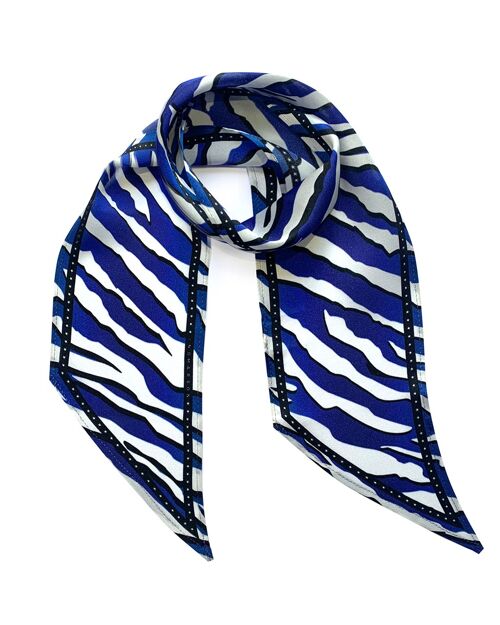 Wild Tiger Silk Neck Scarf Electric Blue