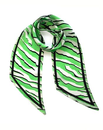 Foulard en Soie Tigre Sauvage Vert Menthe 1