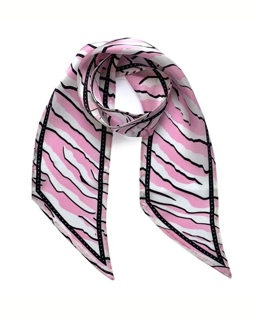 Wild Tiger Silk Neck Scarf Pink