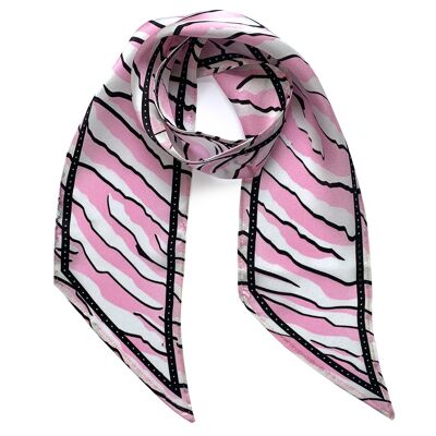 Wild Tiger Silk Neck Scarf Pink