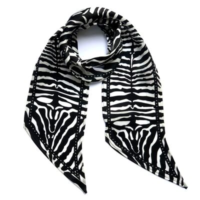 Zebra Silk Neck Scarf Black & White