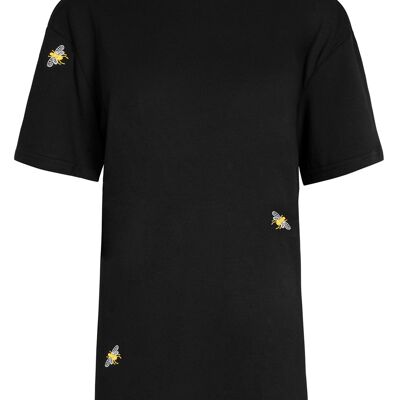 Camiseta con bordado de abejas Negra - Hombre