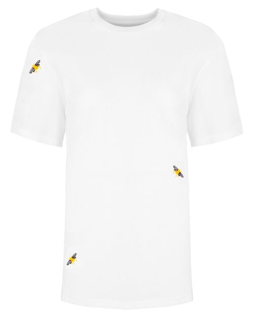 Bee Embroidered T-Shirt White - Men