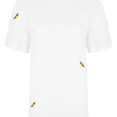 Bee Embroidered T-Shirt White - Men