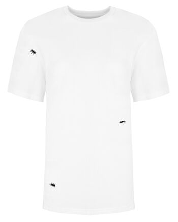T-Shirt Brodé Fourmis Blanc Homme 1