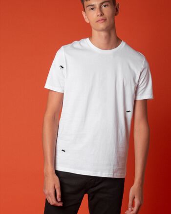 T-Shirt Brodé Fourmis Blanc Homme 2
