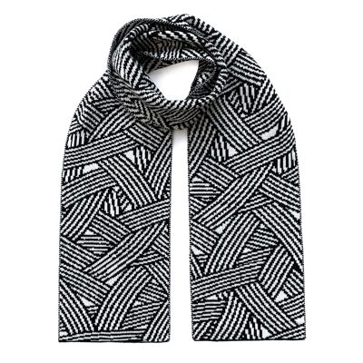 Geometric Striped Wool & Cashmere Scarf