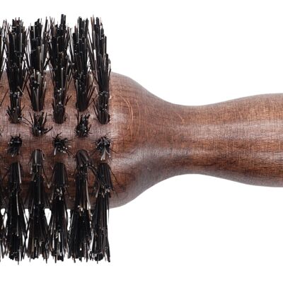 Round wooden brush with boar bristles