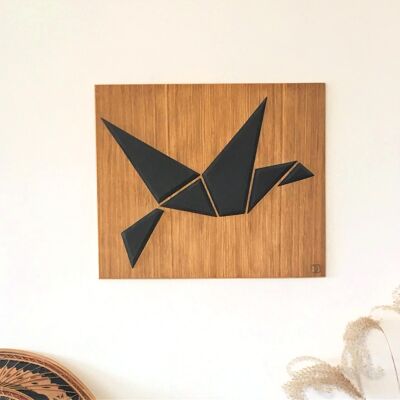 Wooden painting Origami Bird - Flight