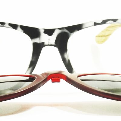 Sunglasses 193  way – on clip red tortoise grey – black