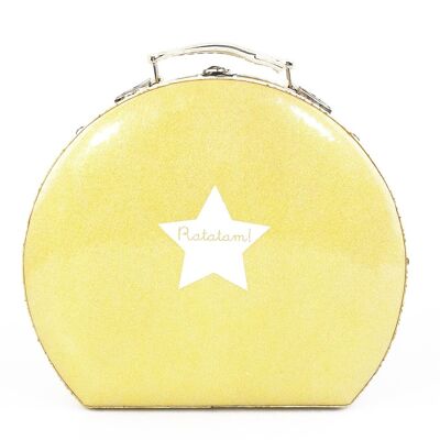 Glittery yellow round suitcase 24 cm
