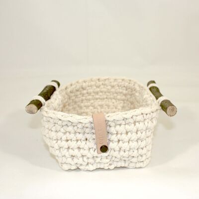 Small basket in ecru recycled cotton/PES