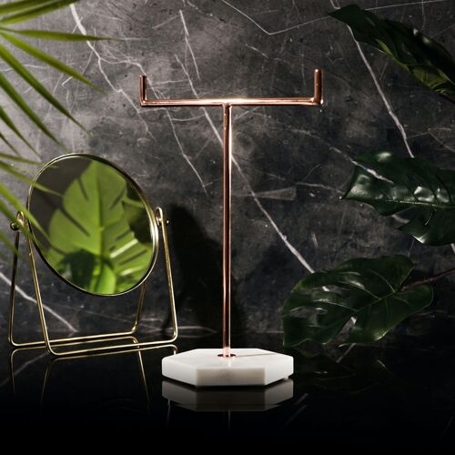Rose Gold Marble Jewelry Tree Stand