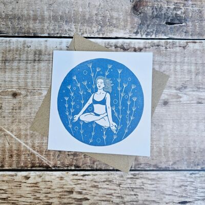 Zen - Blank greeting card with a woman in a yoga pose underwater
