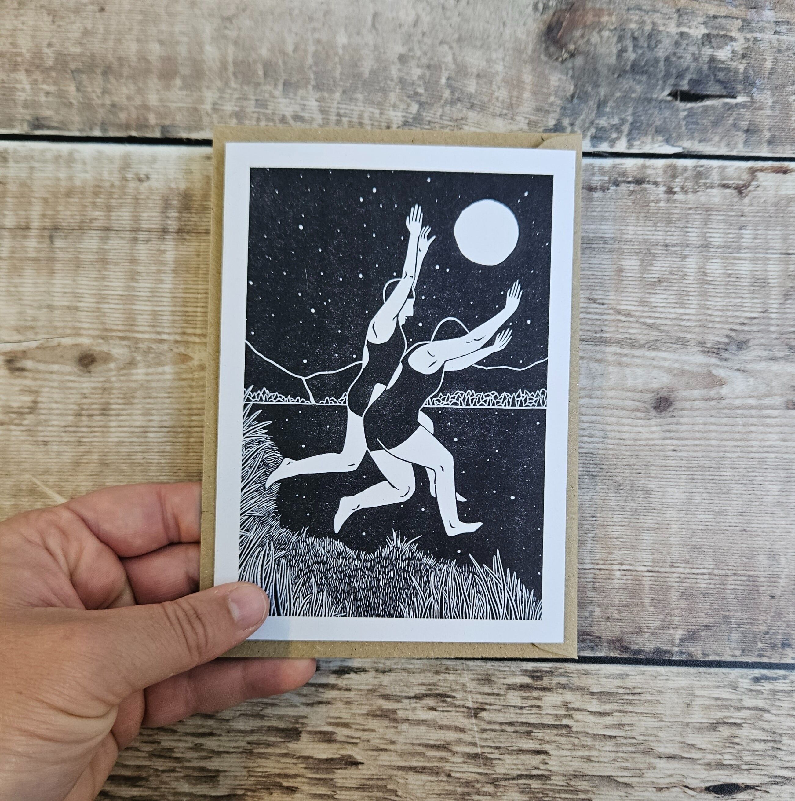 Midnight Splash - Biglietto di auguri vuoto di due nuotatori che si tuffano in acqua