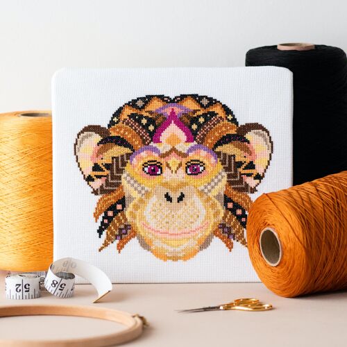 Mandala Monkey Cross Stitch Sewing Craft Kit