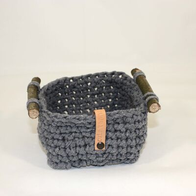 Small gray recycled cotton/PES basket