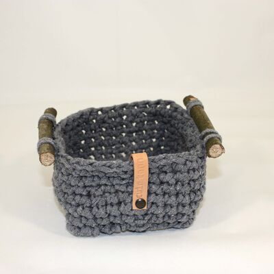 Petit panier en coton/PES recyclé gris