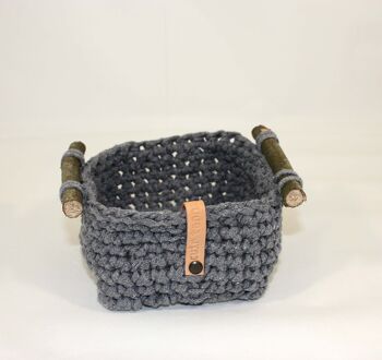 Petit panier en coton/PES recyclé gris 1