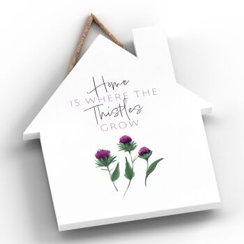 P8269 - Home Where Thistles Grow Flower of Scotland Plaque de décoration en forme de maison 2