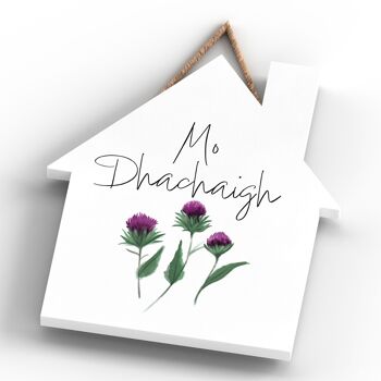 P8270 - Mo Dhachaigh Thistle Flower Of Scotland Plaque de décoration pour la maison en forme de maison 3