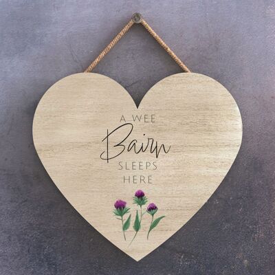 P8272 - A Wee Bairn Thistle Flower Of Scotland Small Heart Shaped Home Decoration Plaque