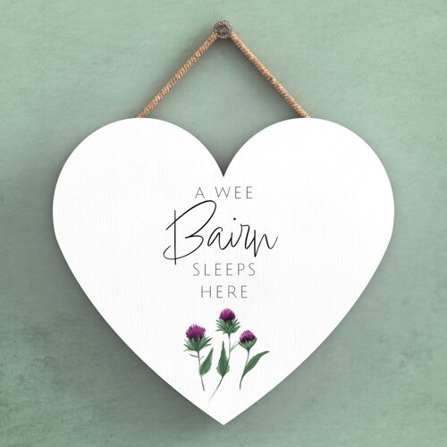 P8274 - A Wee Bairn Thistle Flower Of Scotland Small Heart Shaped Home Decoration Plaque