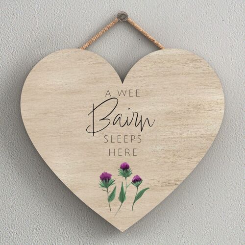 P8276 - A Wee Bairn Thistle Flower Of Scotland Large Heart Shaped Home Decoration Plaque