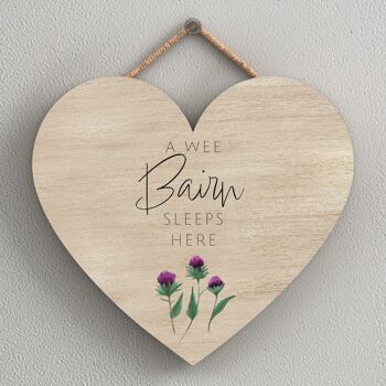 P8276 - A Wee Bairn Thistle Flower of Scotland Grande plaque de décoration pour la maison en forme de cœur 1