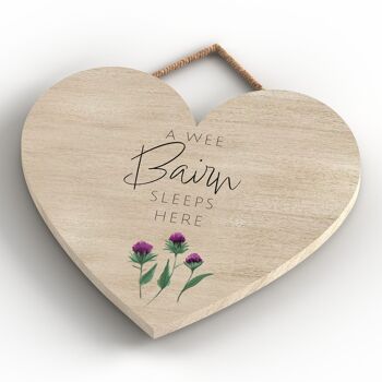 P8276 - A Wee Bairn Thistle Flower of Scotland Grande plaque de décoration pour la maison en forme de cœur 4