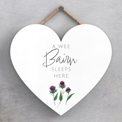 P8278 - A Wee Bairn Thistle Flower Of Scotland Large Heart Shaped Home Decoration Plaque