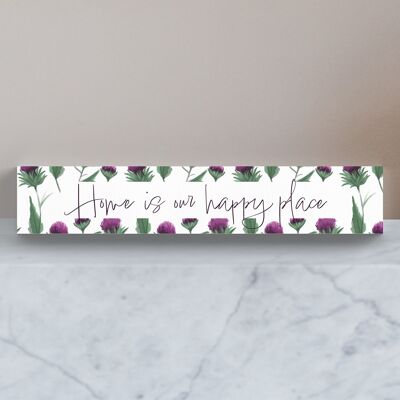 P8286 - Home Happy Place Cardo Flor de Escocia Momento Block Placa