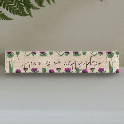 P8293 - Home Happy Place Cardo Flor de Escocia Momento Block Placa