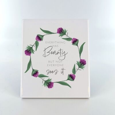 P8303 - Everything Has Beauty Thistle Flower of Scotland Plaque à poser ou à suspendre en céramique