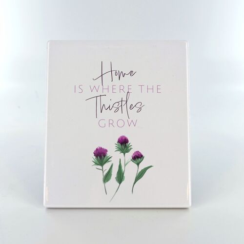 P8305 - Home Thistles Grow Thistle Flower Of Scotland Ceramic Standing Or Hanging Plaque