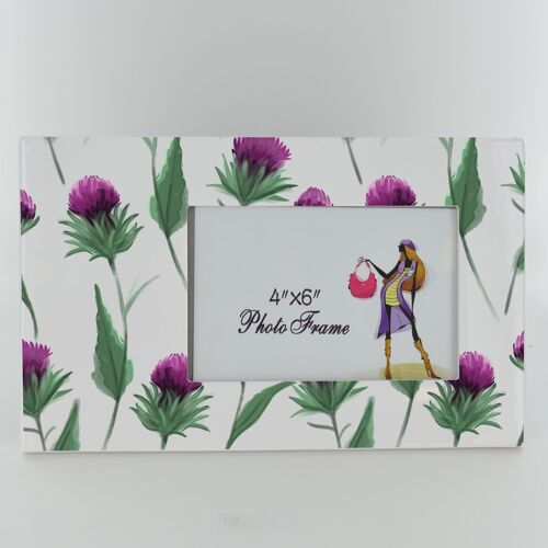 P8312 - Thistle Pattern Flower Of Scotland Ceramic Standing Or Hanging Picture Frame