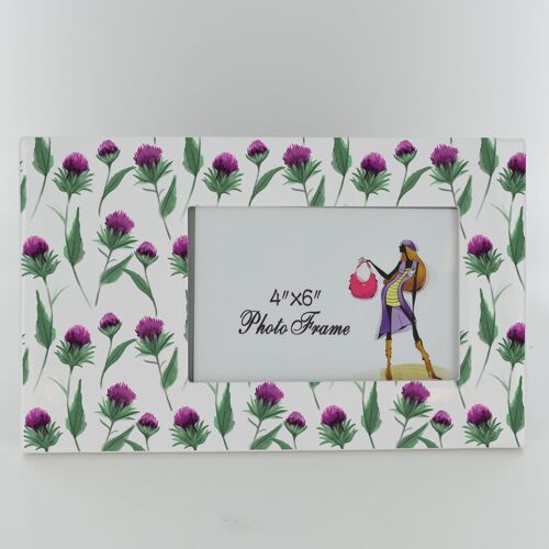 P8313 - Thistle Pattern Flower Of Scotland Ceramic Standing Or Hanging Picture Frame
