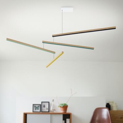 Lámpara colgante móvil de roble - Iluminación LED regulable - Lámpara de araña - TASSO Thé Dimmable