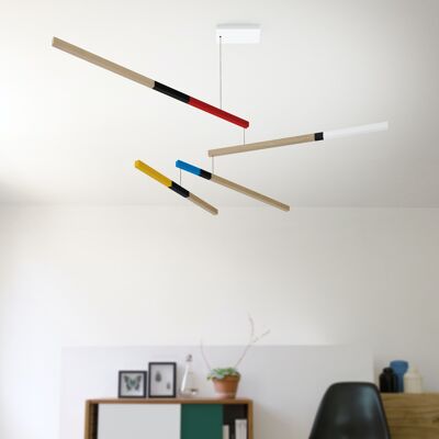 Suspension Mobile en Chêne - Luminaire LED Dimmable - Lustre - TASSO Cub Dimmable