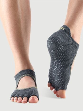 Buy wholesale ToeSox Half Toe Bellarina Women's Yoga Socks - Charcoal - Lime
