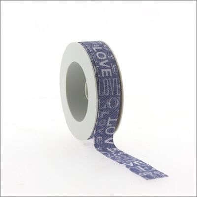 Satin ribbon - Love - jeans - 25 mm x 5 meters