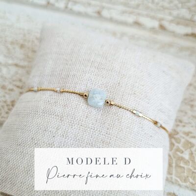 Strap D | Lithotherapy bracelet | Well-being wristband | Fine bracelet in 14k gold filled gold and natural stone | Gem bracelet | Water Resistant Jewelry | Tadaam Jewelry | Made in France |
