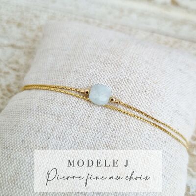 J-bracelet | Lithotherapy bracelet | Well-being wristband | Fine bracelet in 14k gold filled gold and natural stone | Gem bracelet | Water Resistant Jewelry | Tadaam Jewelry | Made in France |