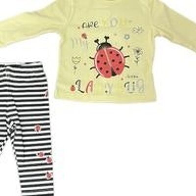 2-piece long-sleeved T-shirt with ladybugs | yellow/white/black